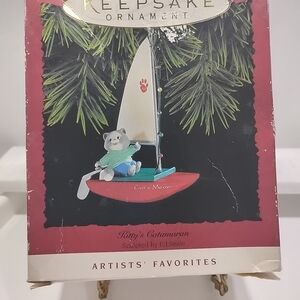 Cat's Meow Ornament - Red Sailboat